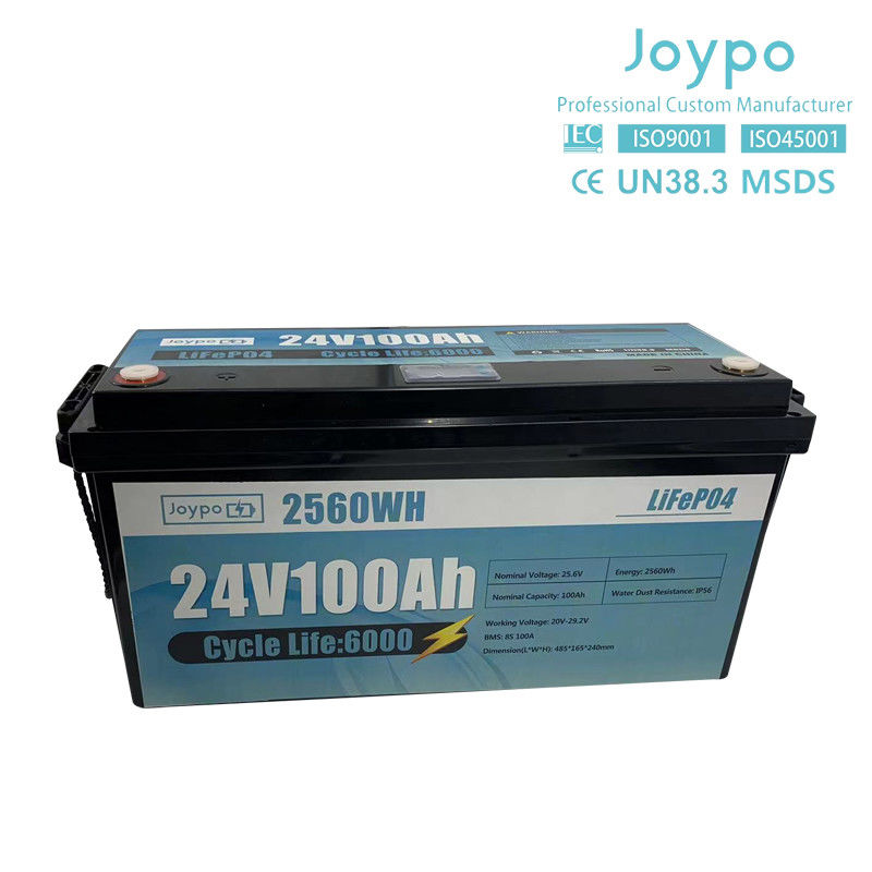 Smart BMS Long Life 24V 100Ah Bateria de íons de lítio RV Camper Lifepo4 Bateria Pack