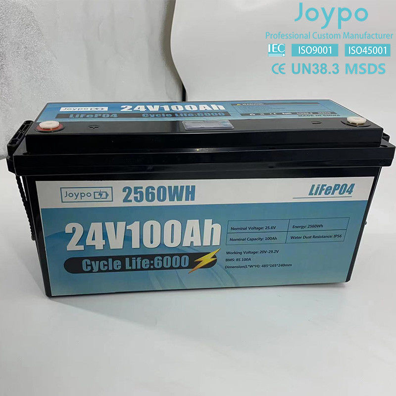 100Ah 200Ah Bateria de íons de lítio LiFePO4 Bateria de ciclo profundo de 24 volts para caravanistas