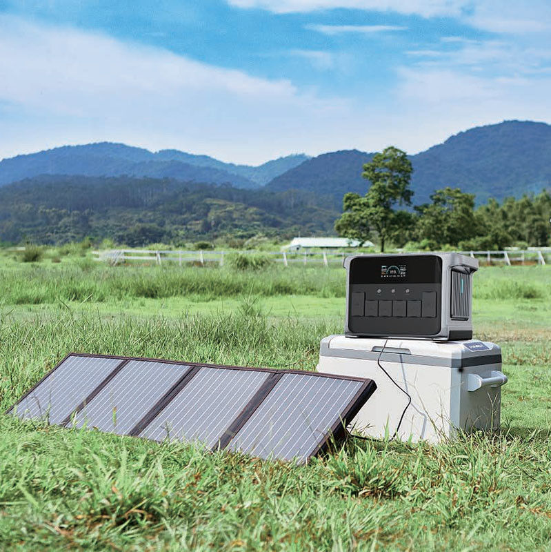 2400W gerador solar portátil UPS de segurança para casa com carga rápida USB e luz LED